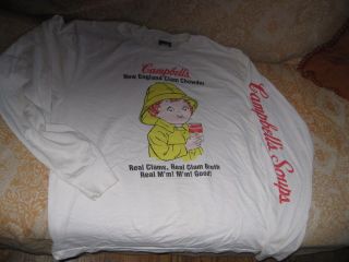 RARE Original Campbells Soup Clam Chowder LS T Shirt Vintage XL Andy