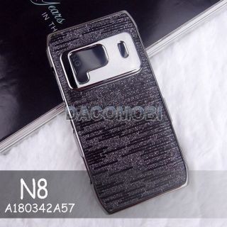 Chrome Plating Faux Leather Skin Hard Case for Nokia N8