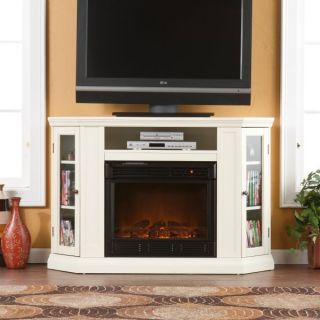 NEW CLAREMONT CONVERTIBLE MEDIA IVORY ELECTRIC FIREPLACE MANTLE TV