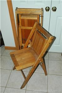 Vintage Antique Wooden Folding Chairs Church Function Hall Porch