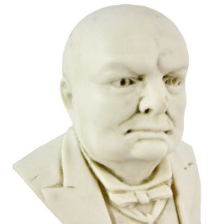 Winston Churchill Marble Like Mini Bust Statue English