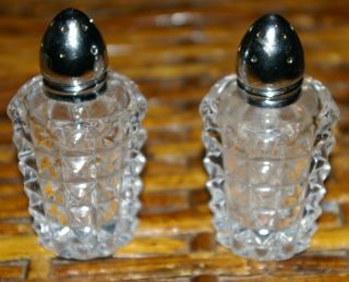 Vintage Clear Crystal Diamond Point Salt Pepper Shakers