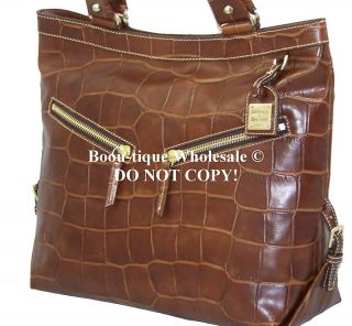 Dooney Bourke Brown Soft Croc Sara Bag Tote $375 SC487