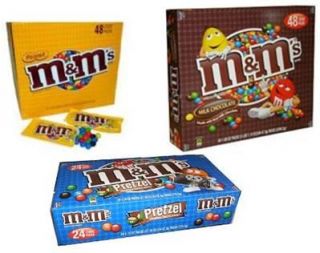  M M's Chocolate Candy Plain Peanuts Pretzel 24 Packs