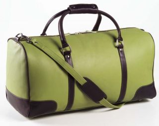 Clava Colored Nantucket Leather Gym Duffel Bag Green