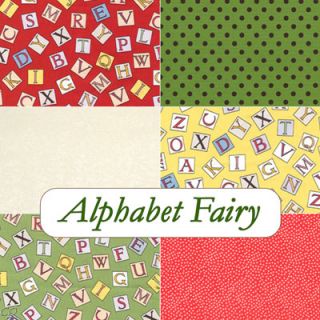 Michael Miller Flower Fairies Alphabet Fairy Red Green Yellow 6 Fat