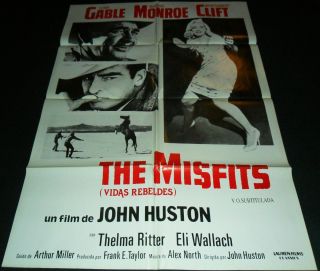   Misfits ORIGINAL POSTER Marilyn Monroe Clark Gable Montgomery Clift