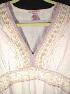 Calypso Christiane Celle Womens Lavender V Neck Embroidered Long