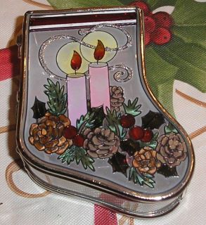 Christmas Candle Trinket Box with Candy Cane Ornament