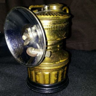 Antique Carbide Coal Mining Cap Lamp Hat Lantern Light Brass Tool