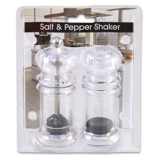 Classic Clear Plastic Salt Shaker and Pepper Grinder Mill Set