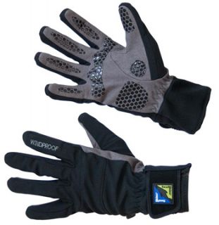 technical windproof glove using a comfortable stretch fabric on the