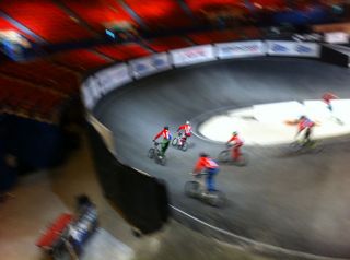 The first turn at the custom UCI BMX World Championships track in