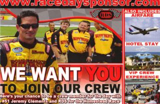 Jeremy Clements 2011 Race Day Sponsor Arca Postcard