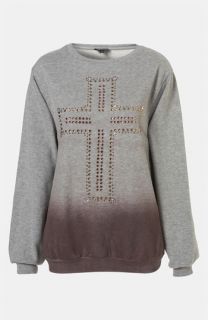 Topshop Embellished Cross Dip Dye Sweatshirt
