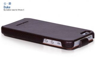 Hoco Duke iPhone 5 Genuine Leather Flip Case Cover Coffee