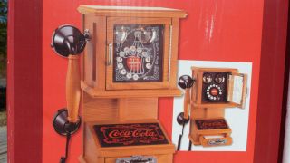 Coca Cola Nostalgic Wall Phone Collectible New in Box Real Wood w
