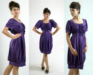 Purple Short Sleeve Cocktail Evening Party Dress Miss/Plus Size