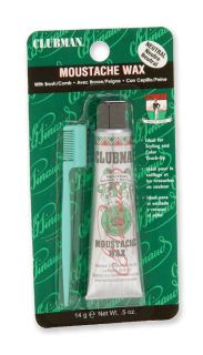 Clubman Moustache Wax with Brush Comb 3 Pack