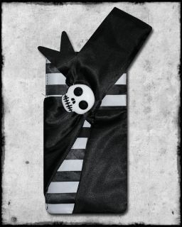 Too Fast Striped Rockabilly Goth Skull Clutch Purse Bag