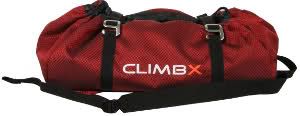 new climb x rock climbing rope bag red black