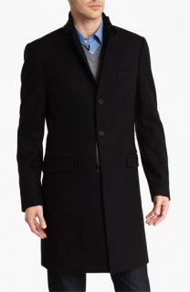 Michael Kors Melton Crombie Topcoat with Leather Trim