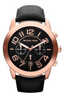 Michael Kors Mercer Large Chronograph Leather Strap Watch