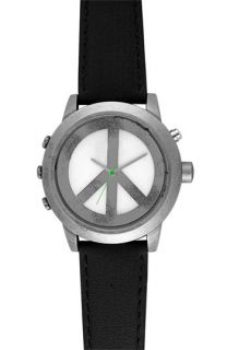 Lucky Brand Peace Sign Watch with Leather Band