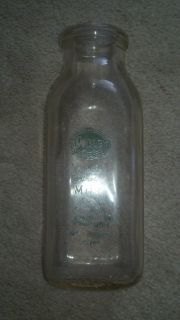Vintage Green Label Coble Dairy 1 Pint Milk Bottle