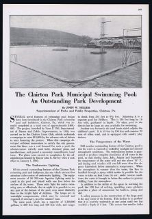 1930 Clairton Pennsylvania Park Swimming Pool Article