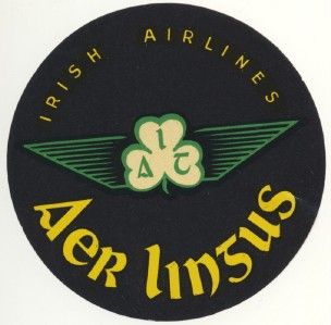Vintage Luggage Label Aer Lingus Irish Air Lines 2
