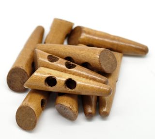 30pcs Coffee 2 Holds Wood Sewing Horn Toggle Buttons Cloth Accessories