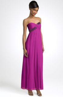 Maggy London Strapless Beaded Chiffon Empire Gown (Plus)