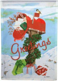 Christmas Chickadee Bird Mailbox Greetings Presents Snow Holiday Large