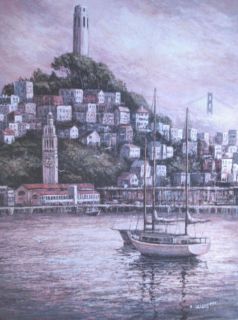 Anna Chrasta Coit Tower Twilight Print s N Harbor Boats