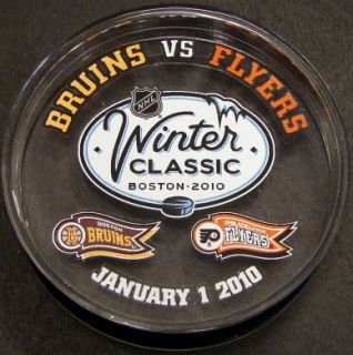 2010 Winter Classic Acrylic Hockey Puck Bruins Flyers