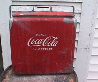 Vintage Collectible Coca Cola Metal Ice Chest /Cooler W Lid Acton Mfg