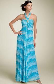 Laundry by Shelli Segal Silk Halter Gown