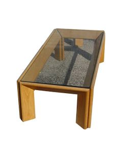 5ft Belschner Metro Oak Glass Coffee Occasional Table