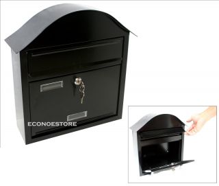 New Wall Mount Black Mail Box With 2 Keys Made Of Steel U3