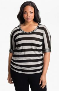Olivia Moon Ruched Stripe Knit Top (Plus)