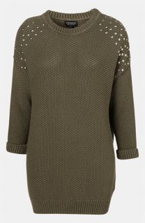 Topshop Studded Shoulder Tunic Sweater