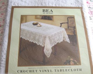 60 x 90 Rectangular Classic Vinyl Tablecloth White Lace