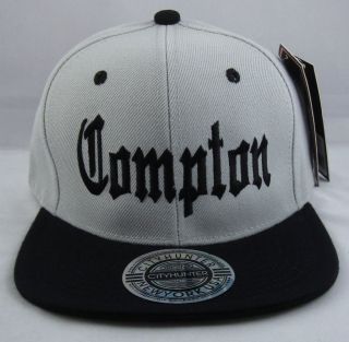 COMPTON Snapback Hat Cap EazyE Dre Cube NWA LA RAIDERS 2Tone Gray
