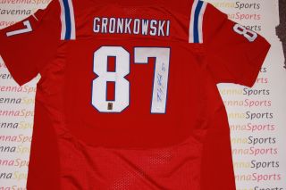  Gronkowski Autographed New England Patriots Throwback Red Jersey   JSA
