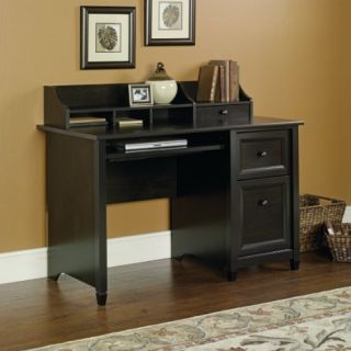 Estate Black Computer Desk with File Drawer and Hutch Great Fit for