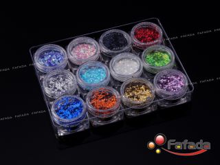 12 Colored Nail Art Glitter Acrylic Powder for Nail Tip