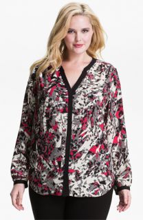 DKNYC Covered Placket Blouse (Plus)