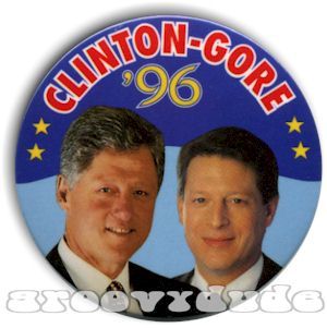 Bill Clinton Al Gore 1996 Pin Button Stars Jugate Campaign Pinback