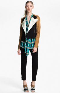 Tracy Reese Leather Sleeve Ponte Knit Jacket